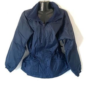 Columbia Sportwear Co Navy Blue dolman half fleece lining full zip jacket